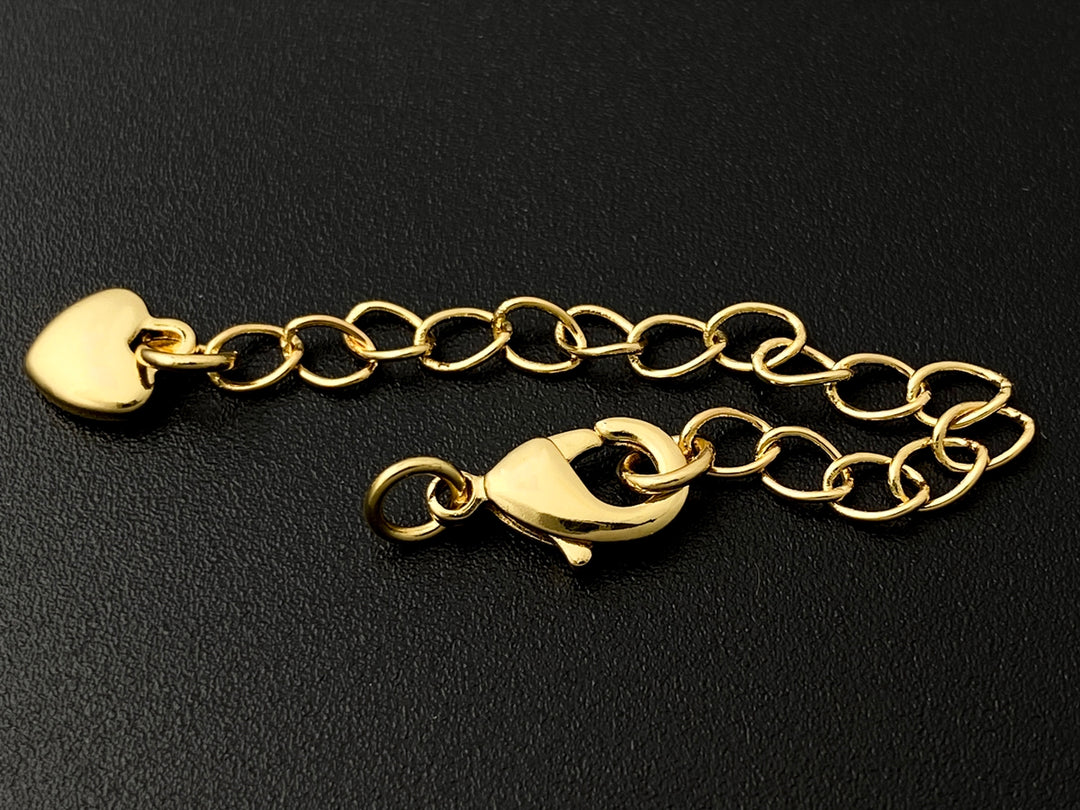 10PCS 7cm gold plated brass extender tail chain with charm