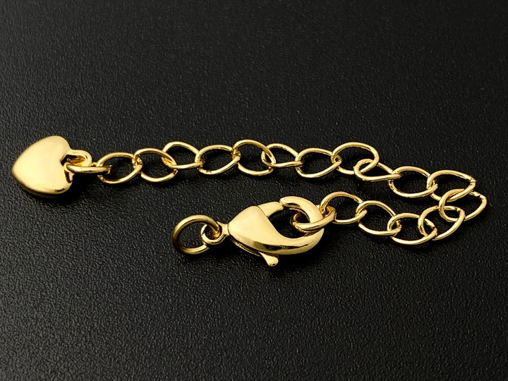 10PCS 7cm gold plated brass extender tail chain with charm