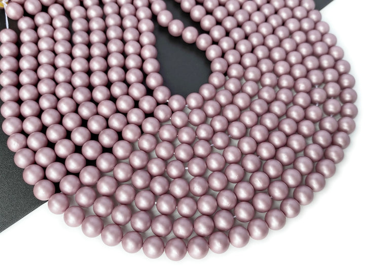 15.5" 8mm/10mm light purple Silky Matte Shell pearl round beads