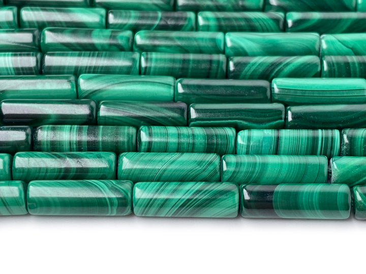 10PCS 4x13mm Genuine natural malachite stone round tube beads AA
