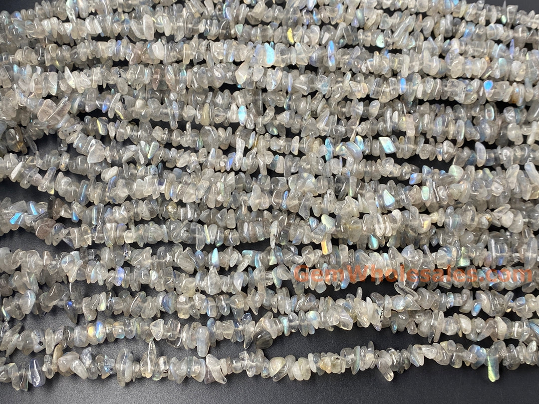 32" 5x10mm AA Natural Labradorite stone chips beads strand