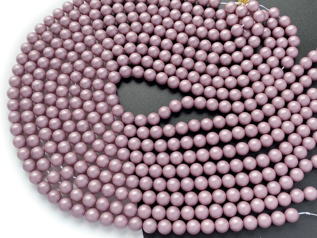 15.5" 8mm/10mm light purple Silky Matte Shell pearl round beads