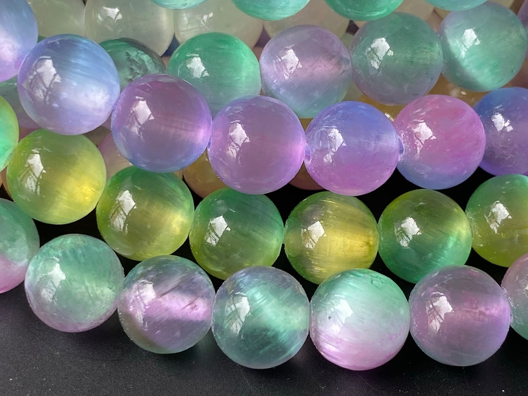 15" 8mm Multi Double color calcite stone round beads