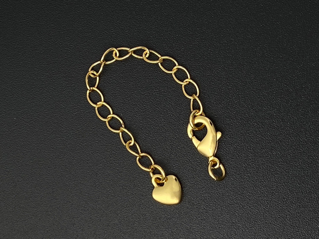 10PCS 7cm gold plated brass extender tail chain with charm