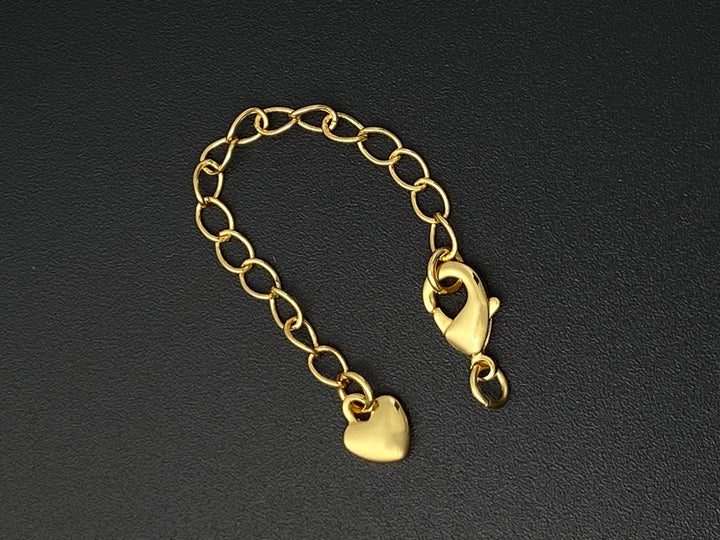 10PCS 7cm gold plated brass extender tail chain with charm