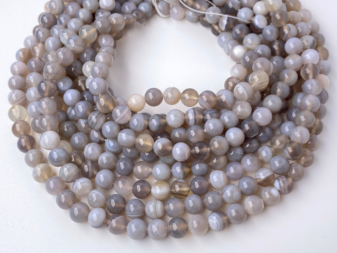 15" 8mm/10mm/12mm gray stripe Agate Round beads