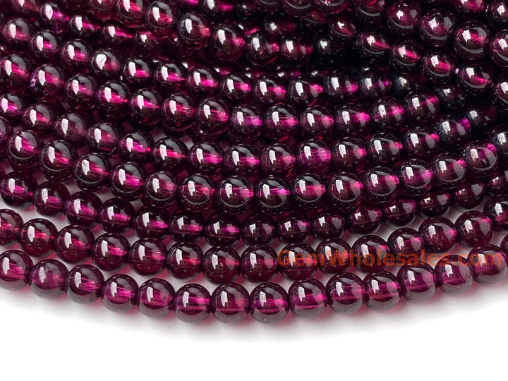 15.5" AAA 4mm natural Purple Red garnet stone tiny round beads