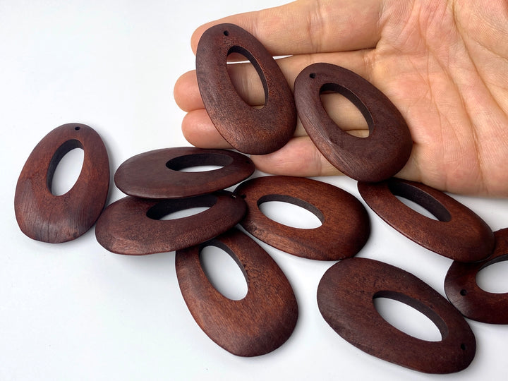 10PCS 32x50mm Dark brown Wooden teardrop pendant, earrings charms