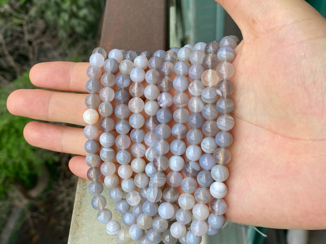 15" 8mm/10mm/12mm gray stripe Agate Round beads