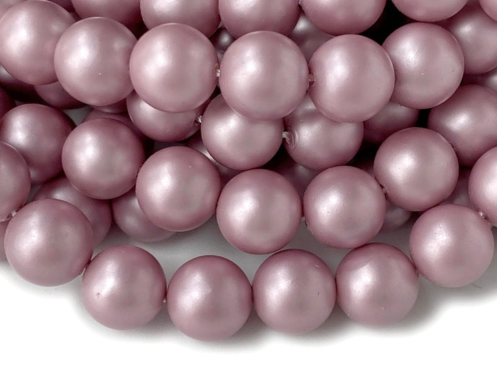 15.5" 8mm/10mm light purple Silky Matte Shell pearl round beads