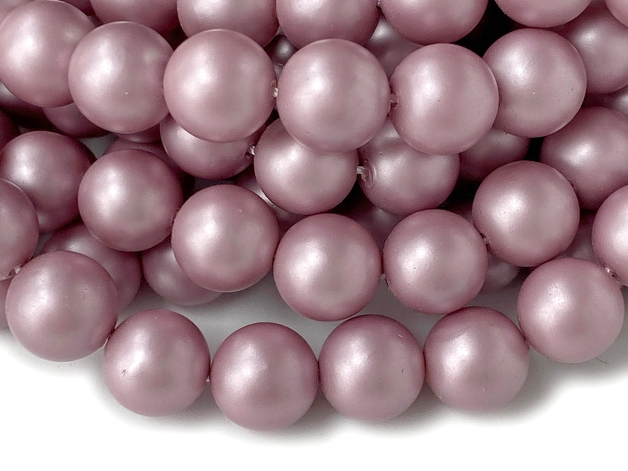 15.5" 8mm/10mm light purple Silky Matte Shell pearl round beads