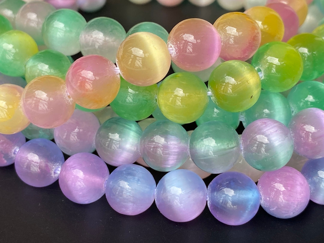 15" 8mm Multi Double color calcite stone round beads