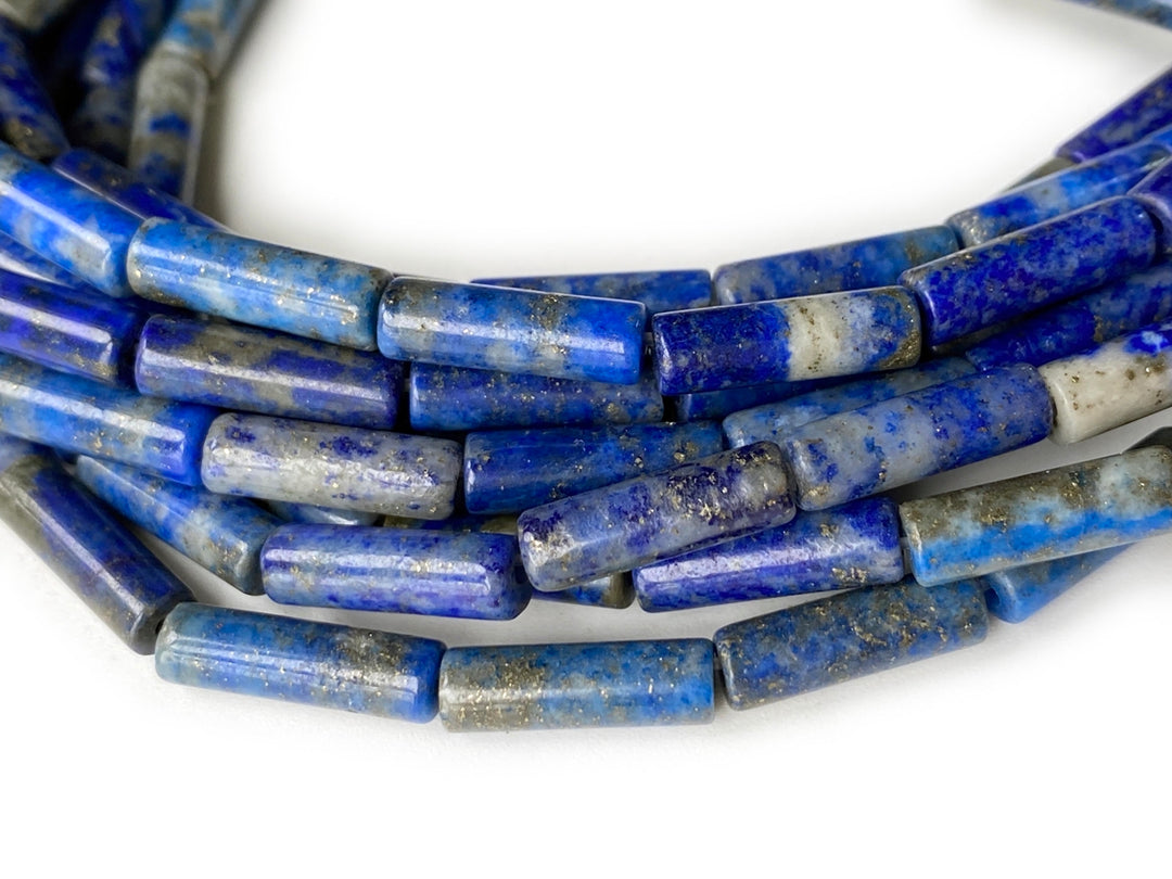 15.5" 4x13mm Natural lapis lazuli stone round tube beads