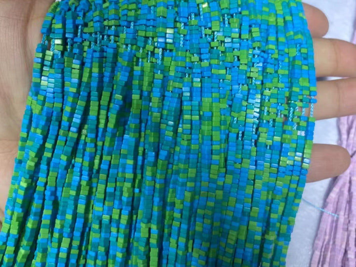 15" 1x2mm Turquoise stone square beads 1mm thickness