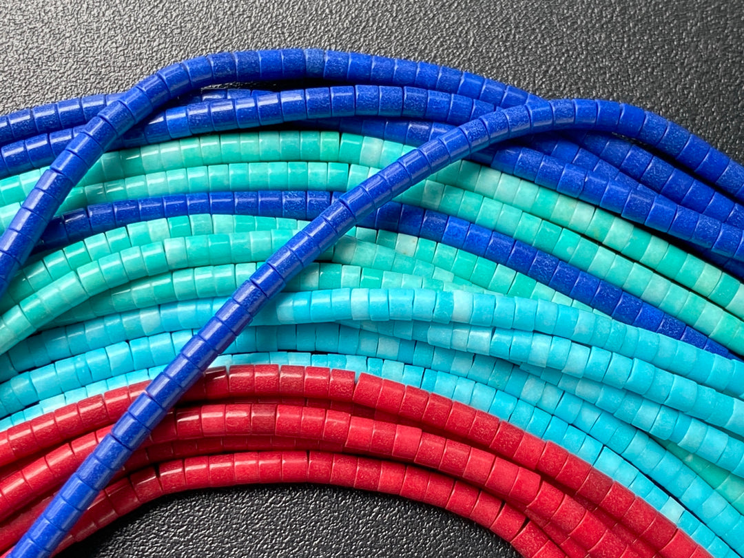 15" 1x2mm Turquoise stone round tube Heishi beads 1mm thickness