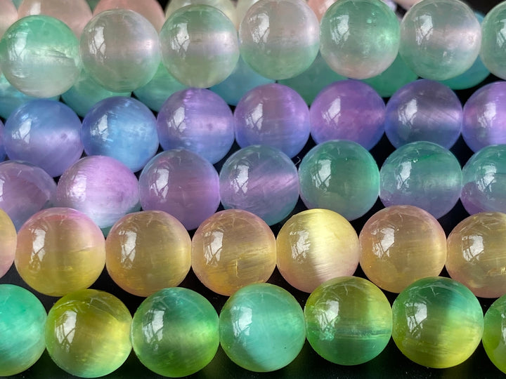 15" 8mm Multi Double color calcite stone round beads