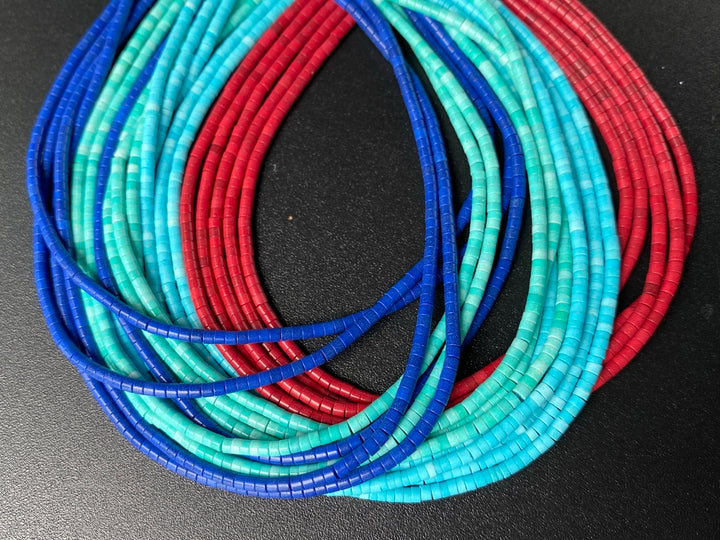 15" 1x2mm Turquoise stone round tube Heishi beads 1mm thickness