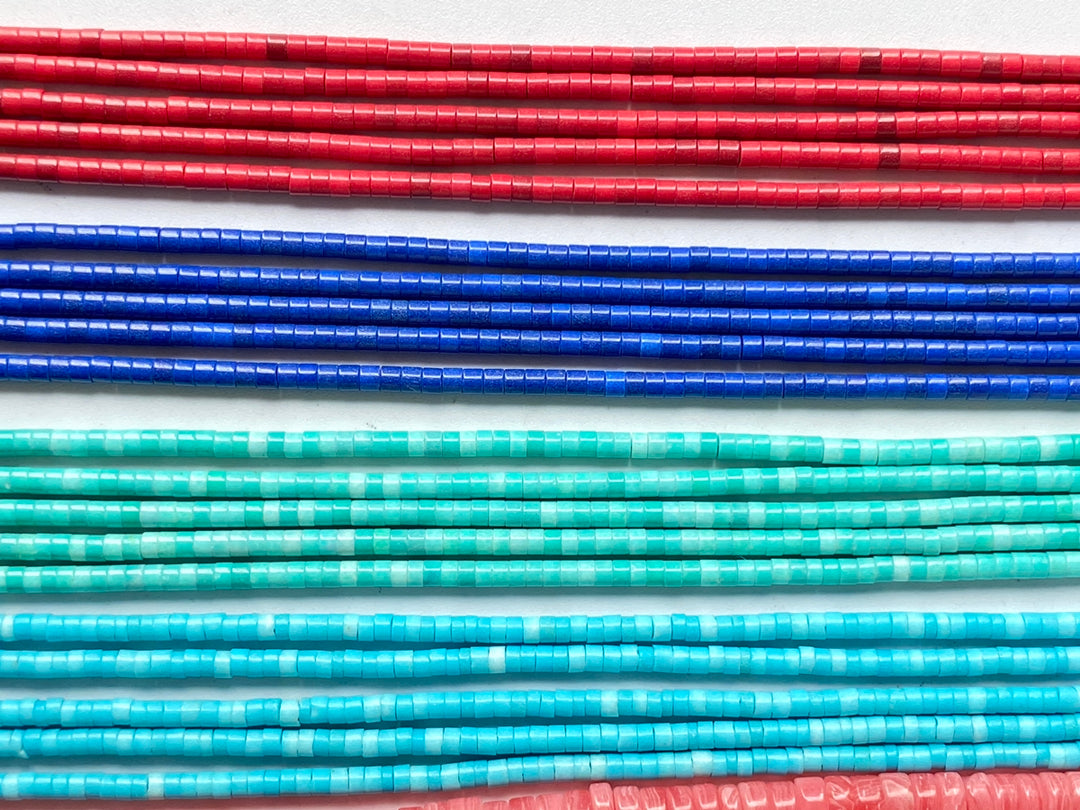 15" 1x2mm Turquoise stone round tube Heishi beads 1mm thickness