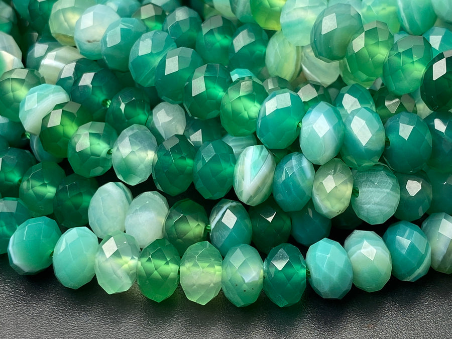 15.5" 5x8mm multi Green color agate rondelle/roundel faceted beads