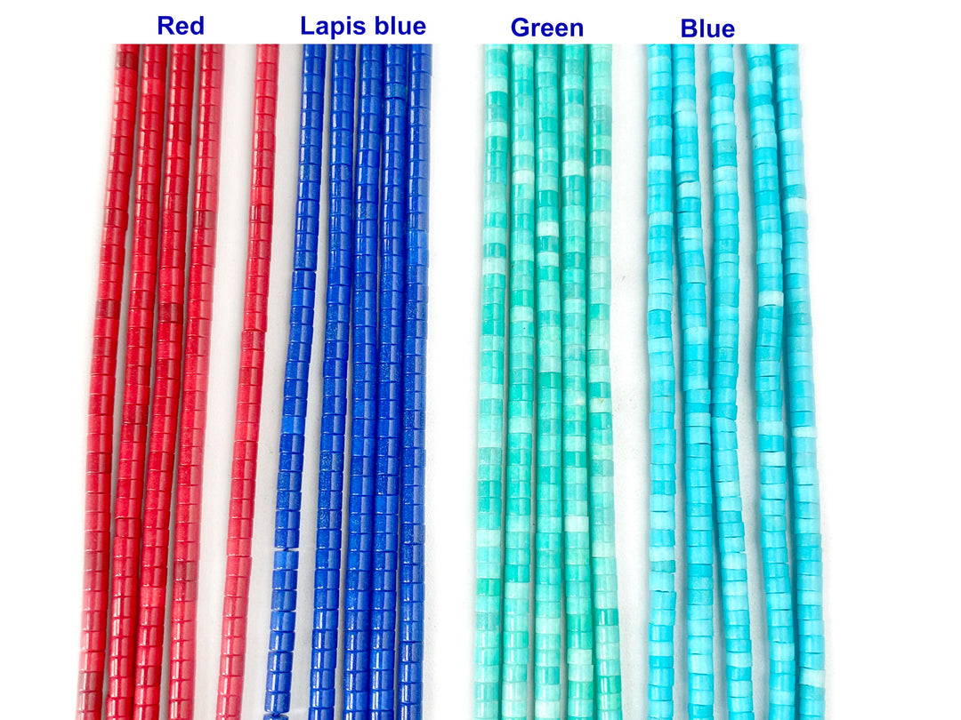 15" 1x2mm Turquoise stone round tube Heishi beads 1mm thickness
