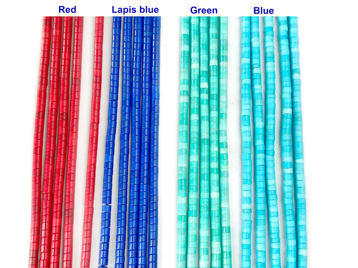 15" 1x2mm Turquoise stone round tube Heishi beads 1mm thickness