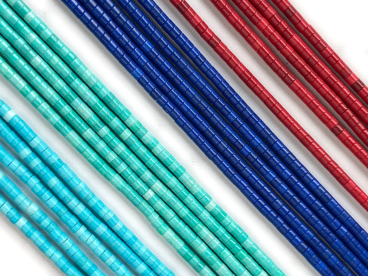 15" 1x2mm Turquoise stone round tube Heishi beads 1mm thickness