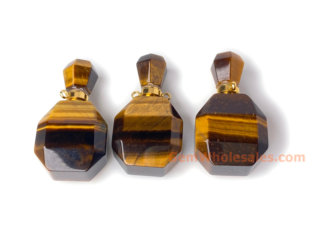 20x37mm Natural Yellow tiger eye stone Octagon perfume bottle