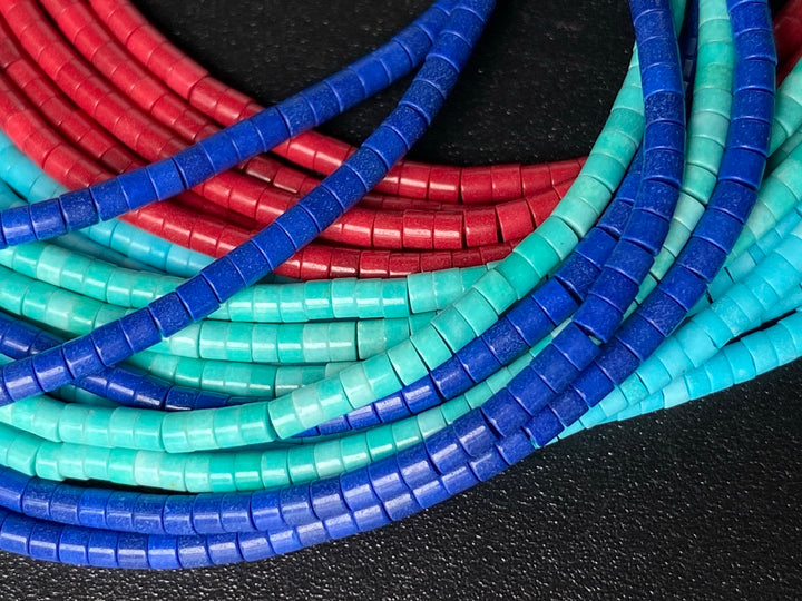 15" 1x2mm Turquoise stone round tube Heishi beads 1mm thickness