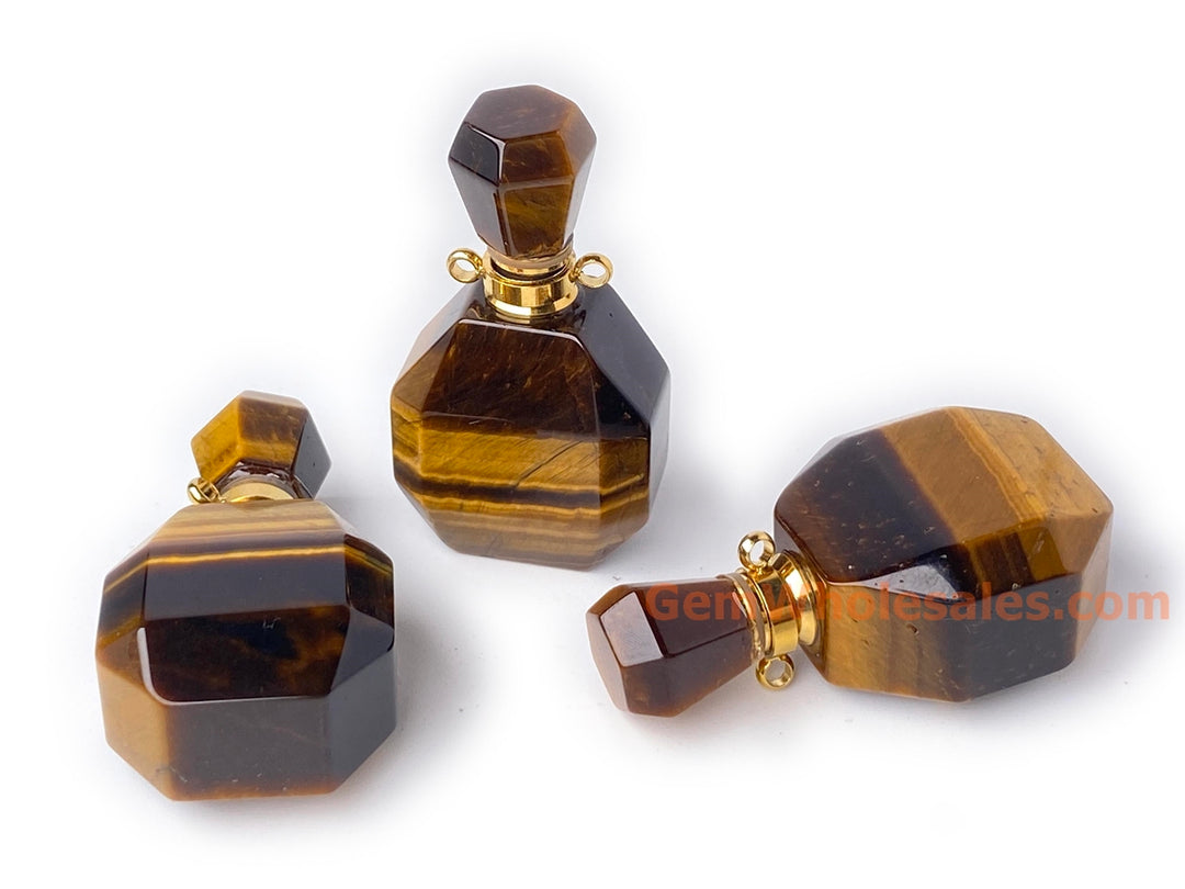 20x37mm Natural Yellow tiger eye stone Octagon perfume bottle
