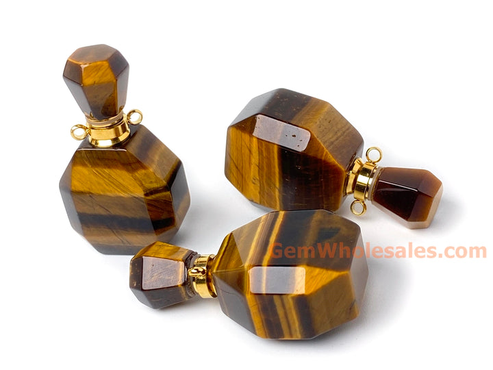 20x37mm Natural Yellow tiger eye stone Octagon perfume bottle