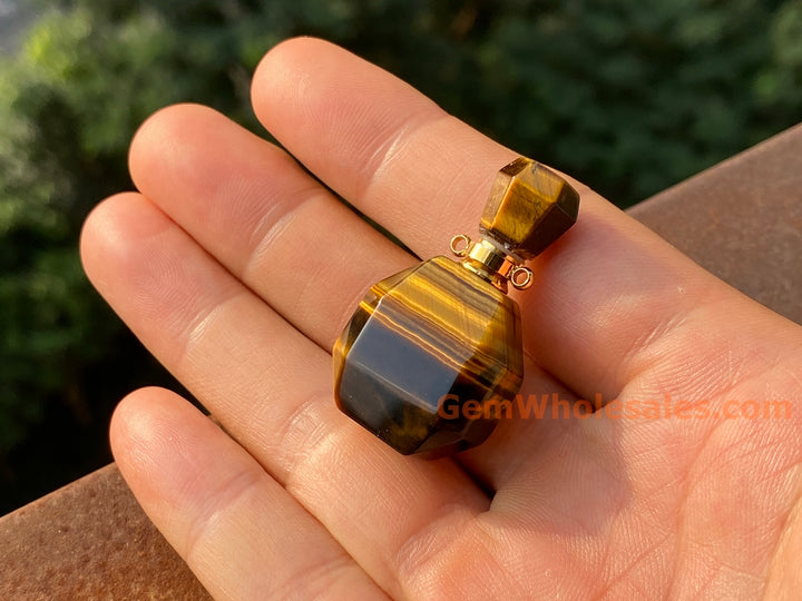 20x37mm Natural Yellow tiger eye stone Octagon perfume bottle