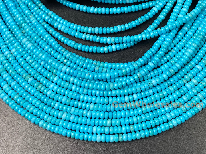 15.5" 2x4mm Blue howlite roundel/rondelle jewelry beads