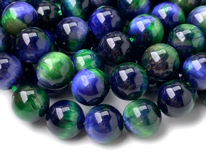 15" 8mm/10mm Dyed blue green dream tiger eye stone round beads
