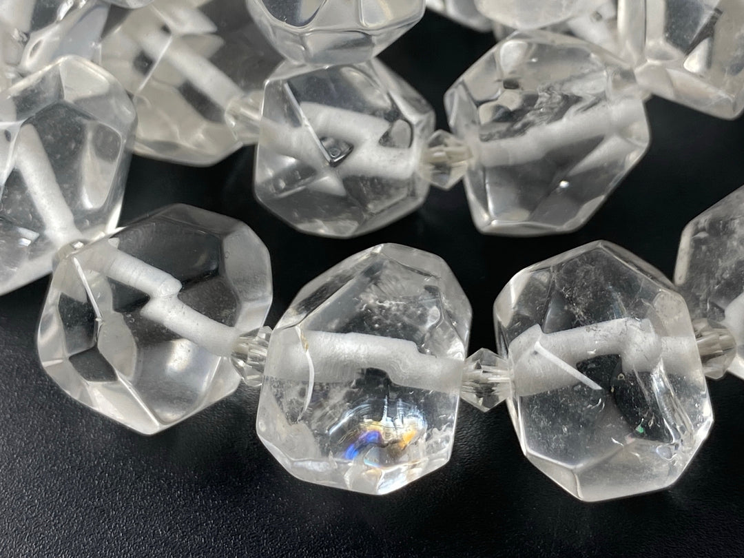 15.5" 15~20mm Natural Rock Quartz faceted nugget pendant beads