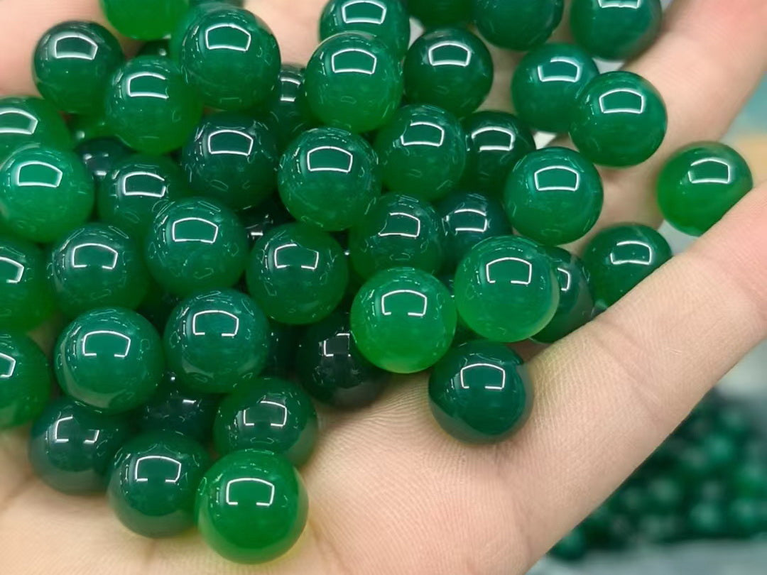 10PCS 10mm green agate undrilled round sphere beads