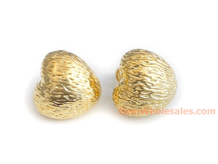 18mm Gold plated brass heart earrings, fashion earrings for her
