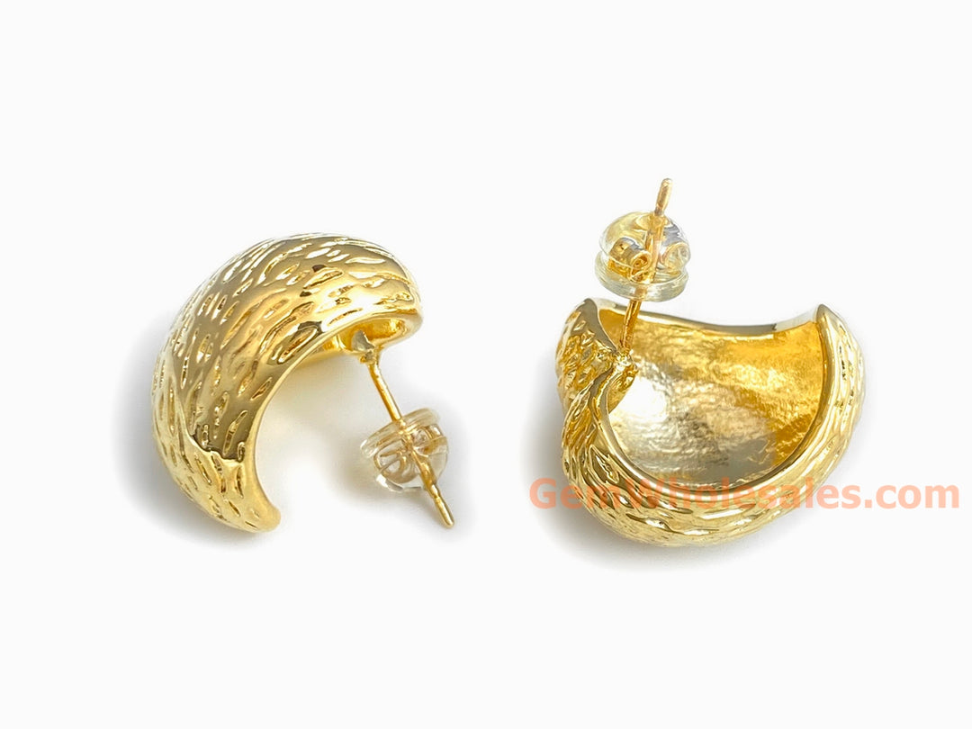 18mm Gold plated brass heart earrings, fashion earrings for her