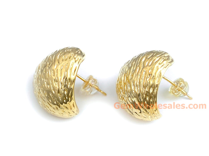 18mm Gold plated brass heart earrings, fashion earrings for her