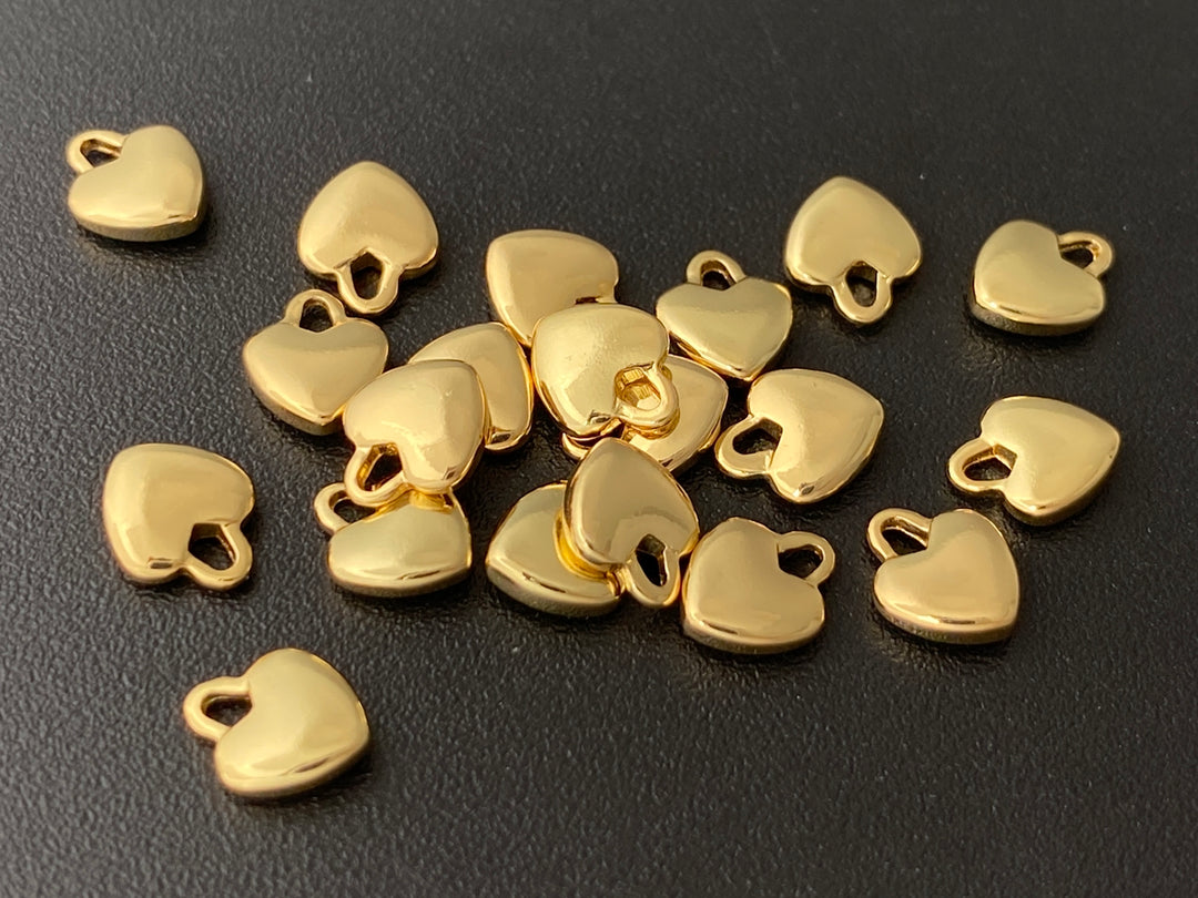 10PCS 6mm gold plated brass heart Charm, tiny exquisite heart pendant