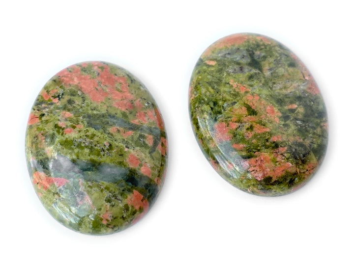 30x40mm Unakite plain cabochon, Green and red color oval gemstone pendant