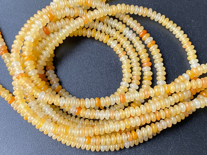 15.5" 2x4mm Natural old yellow jade rondelle beads, roundel beads