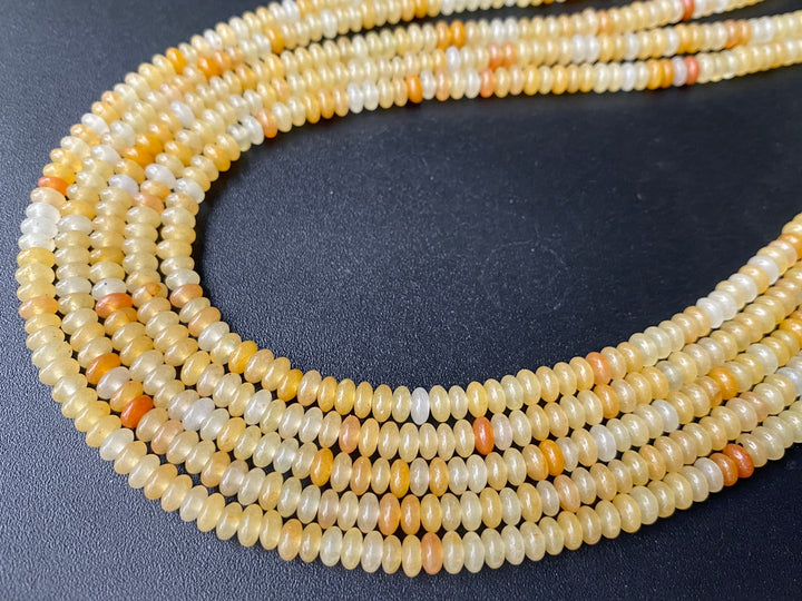 15.5" 2x4mm Natural old yellow jade rondelle beads, roundel beads