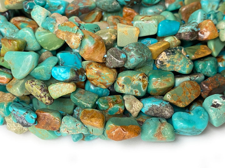 16" 5~8mm Natural mix green turquoise nugget beads