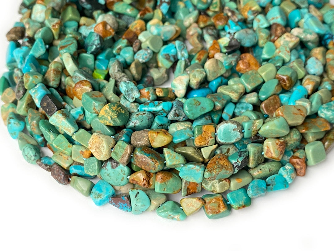 16" 5~8mm Natural mix green turquoise nugget beads