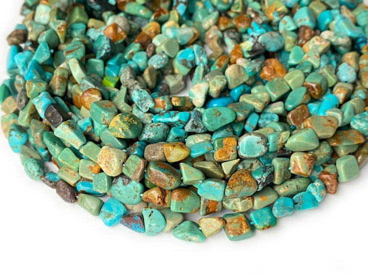 16" 5~8mm Natural mix green turquoise nugget beads