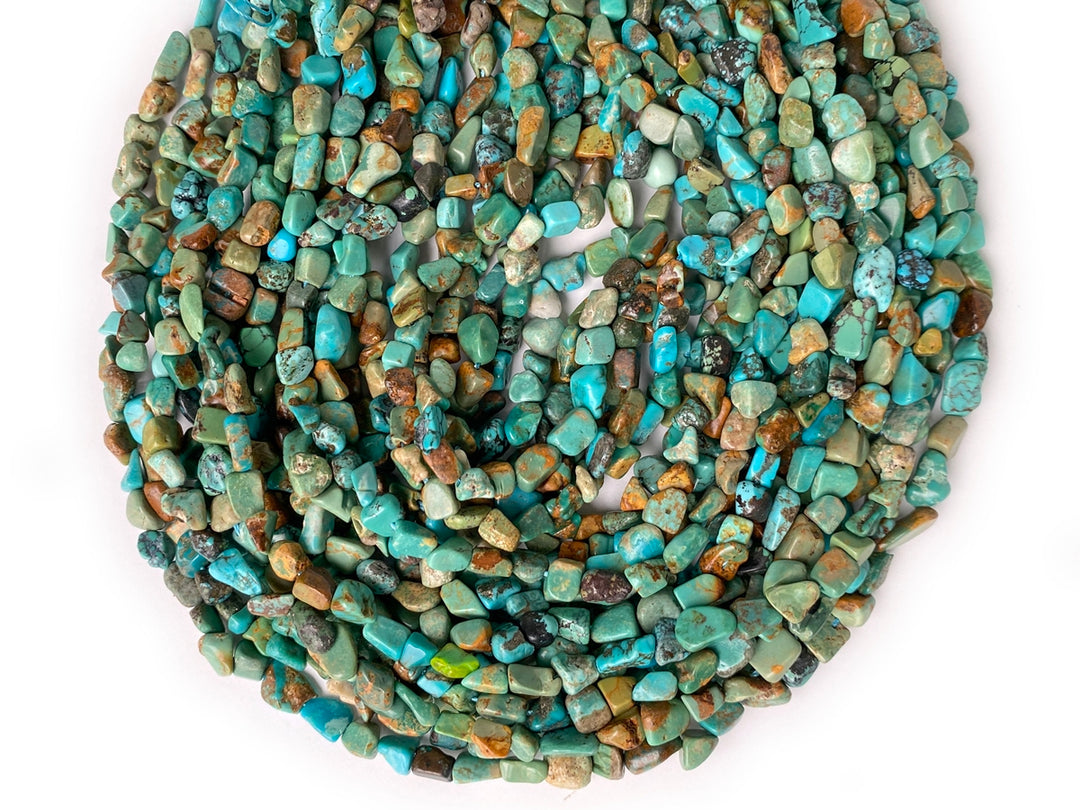 16" 5~8mm Natural mix green turquoise nugget beads