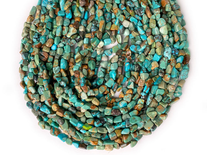 16" 5~8mm Natural mix green turquoise nugget beads