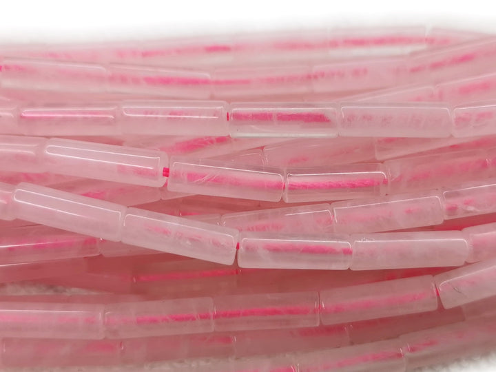 15" 4x13mm natural Rose quartz round tube/cylinder beads