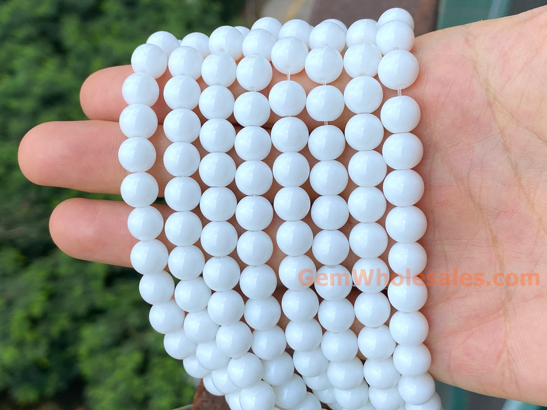 15.5" 6mm/8mm white porcelain Round beads