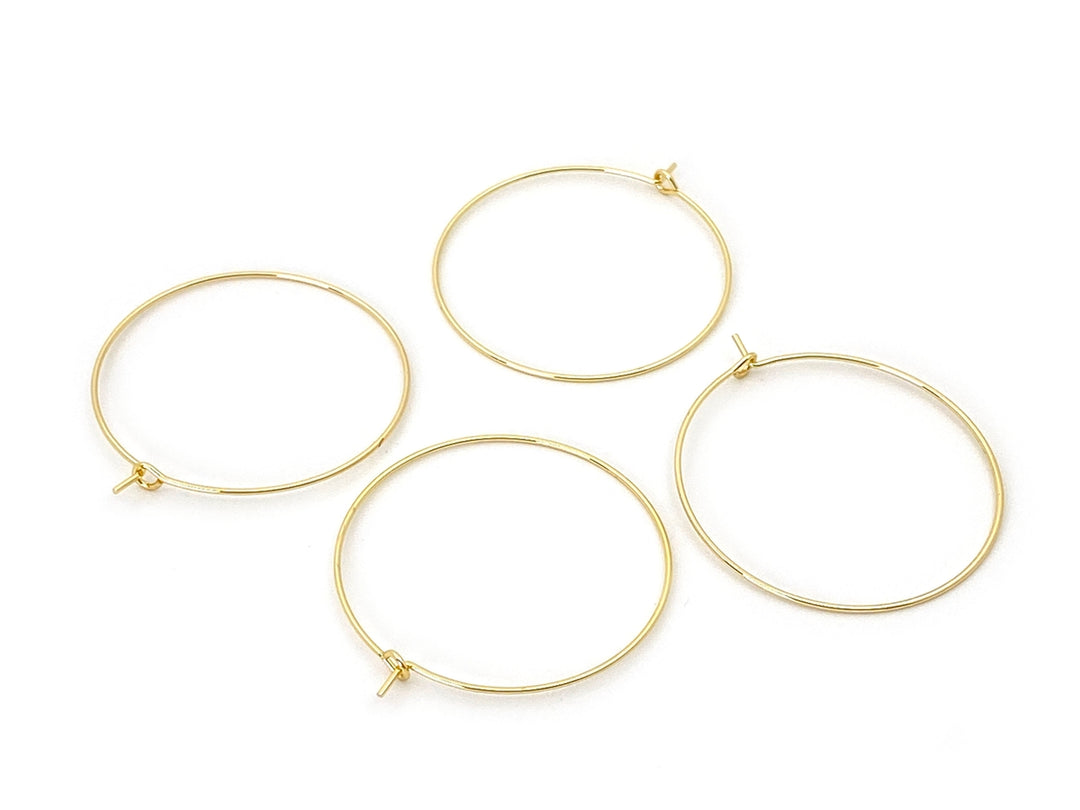 10PCS 40mm Gold Plated Round Hoop Earrings-Earring component